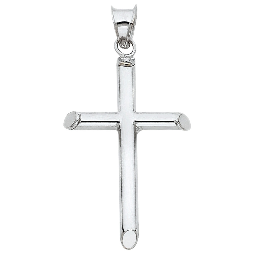 14K White Gold Classic Cross Religious Pendant